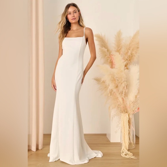 Blessed Romance White Sleeveless Button Back Mermaid Maxi Dress - Picture 4 of 9